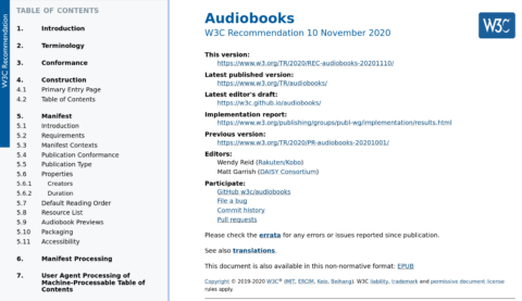 Screenshot of W3C recomandation document